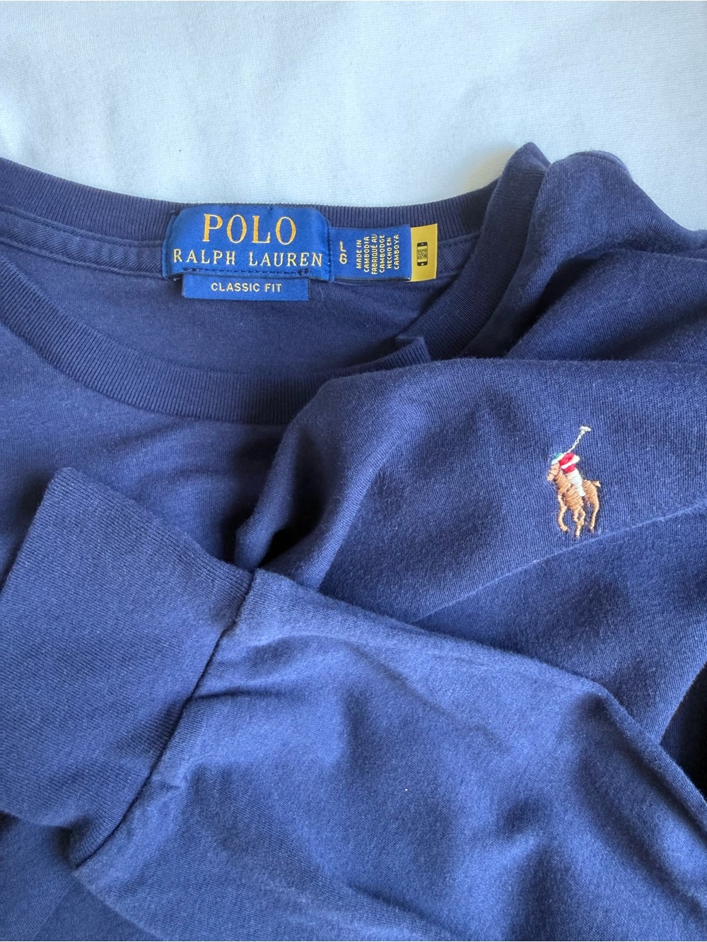 Polo by Ralph Lauren Navy Long-Sleeve Classic Fit Shirt with Embroidered Pony